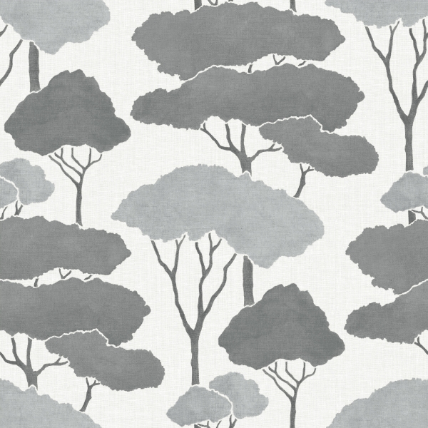 Picture of Umbrella Pines Peel & Stick Wallpaper - Grey