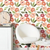 Picture of Jane Dixon Block Print Blooms Peel & Stick Wallpaper - Pink