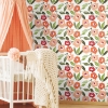 Picture of Jane Dixon Block Print Blooms Peel & Stick Wallpaper - Pink