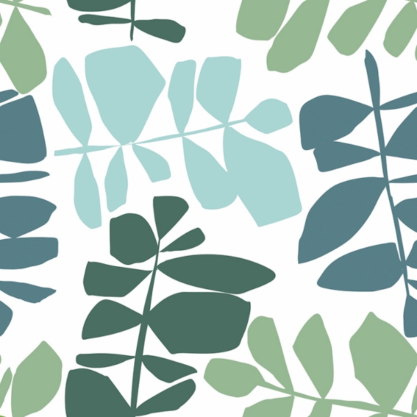 Picture of Jane Dixon Leaf Sprigs Peel and Stick Wallpaper - Green