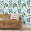 Picture of Jane Dixon Leaf Sprigs Peel and Stick Wallpaper - Green