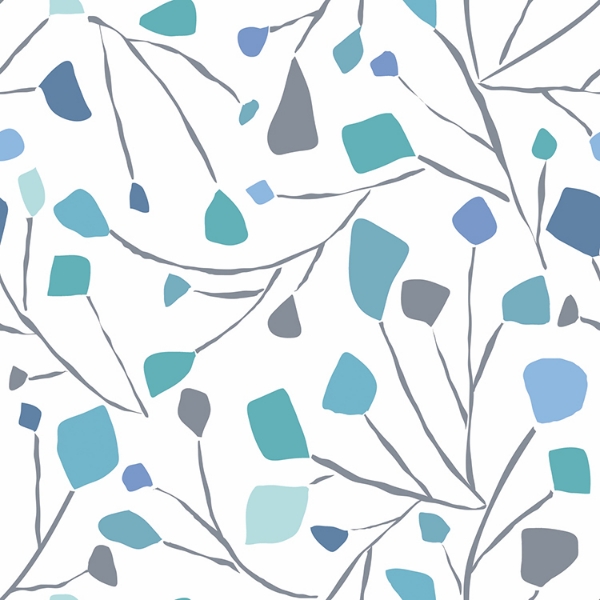 Picture of Jane Dixon Terrazzo Branch Peel and Stick Wallpaper - Blue