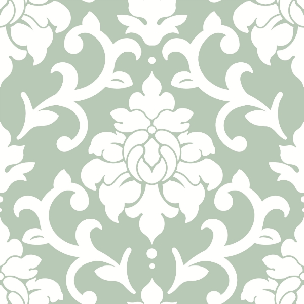 Picture of Damask Peel & Stick Wallpaper - Green