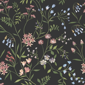 Picture of Meadow Mix Peel & Stick Wallpaper - Black/Green