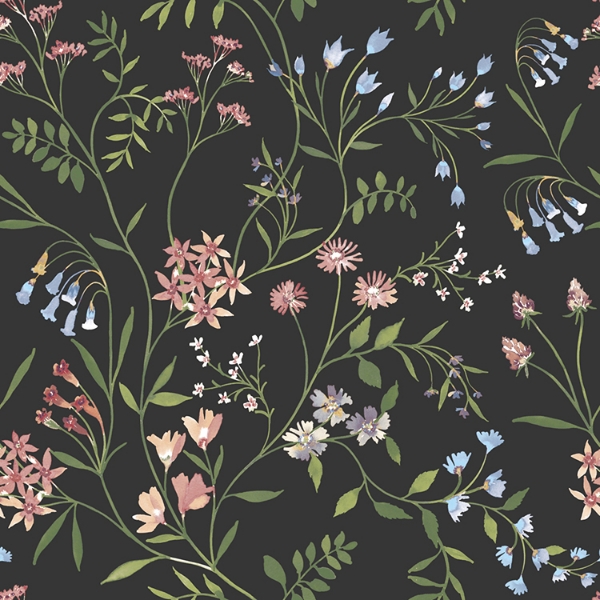 Picture of Meadow Mix Peel & Stick Wallpaper - Black/Green