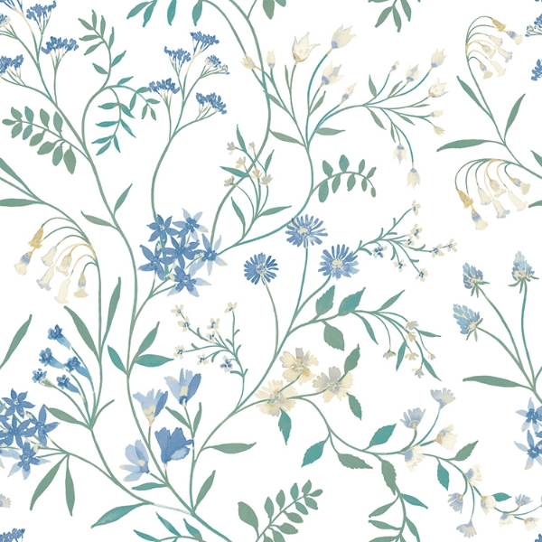 Picture of Meadow Mix Peel & Stick Wallpaper - White/Blue