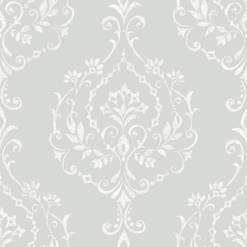 Picture of New Damask Peel & Stick Wallpaper - Grey