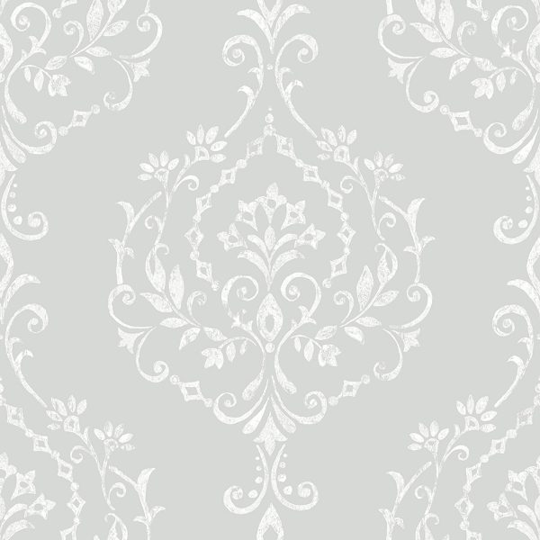 Picture of New Damask Peel & Stick Wallpaper - Grey