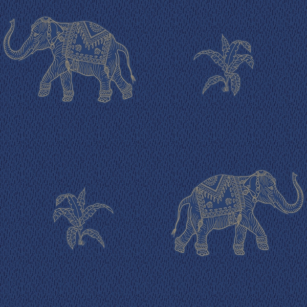 Picture of Elephant Walk Peel & Stick Wallpaper - Blue