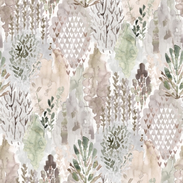 Picture of Watercolor Tree Mosaic Peel & Stick Wallpaper - Taupe