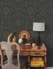 Picture of Boho Baroque Damask Peel & Stick Wallpaper - Black