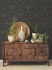 Picture of Boho Baroque Damask Peel & Stick Wallpaper - Black