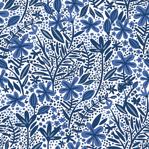 Picture of Cat Coquillette Porcelain Garden Peel & Stick Wallpaper - Blue