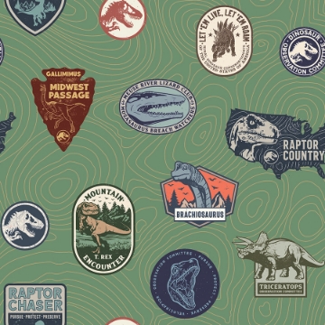 Picture of Jurassic World Badges Peel & Stick Wallpaper - Green