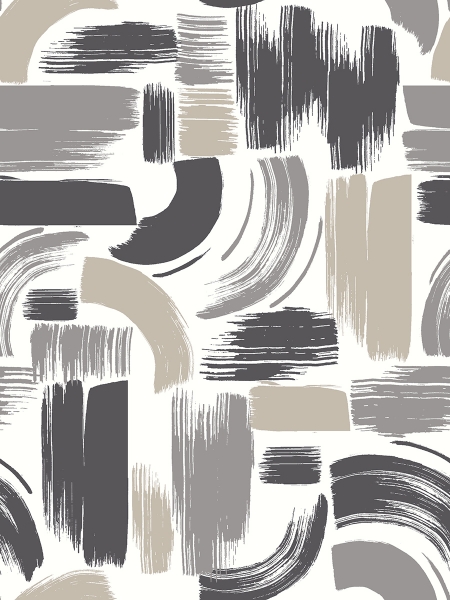 Picture of Modern Brushstrokes Peel & Stick Wallpaper - Grey