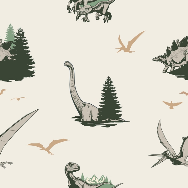 Picture of Jurassic World: Dominion Vintage Dinosaurs Peel And Stick Wallpaper - Green