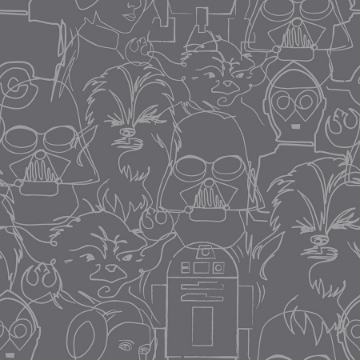 Picture of Star Wars Saga Line Sketches Peel And Stick Wallpaper - Grey