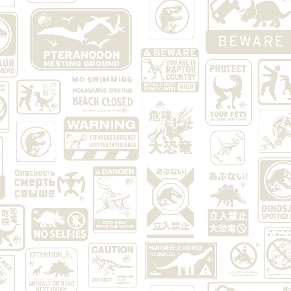 Picture of Jurassic World: Dominion Signs Peel And Stick Wallpaper - Beige