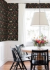 Picture of Penny Lane: Forest Cottage Bee And Butterfly Peel and Stick Wallpaper - Black