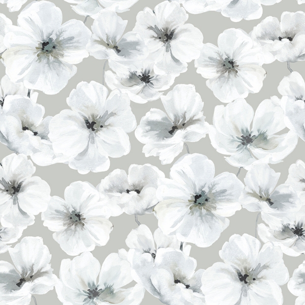 Picture of Tamara Day Hawthorn Blossom Wallpaper - Grey