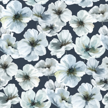 Picture of Tamara Day Hawthorn Blossom Wallpaper - Navy