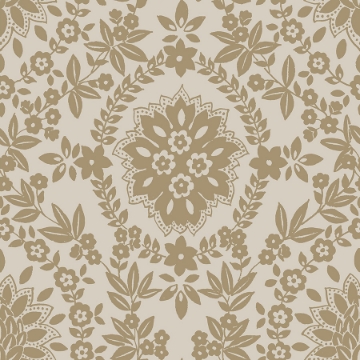 Picture of Boho Baroque Damask Peel & Stick Wallpaper - Taupe & Gold