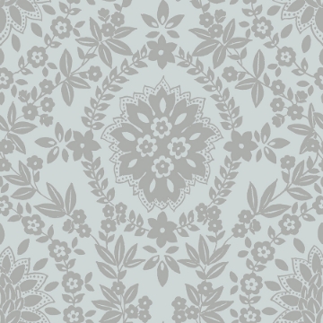 Picture of Boho Baroque Damask Peel & Stick Wallpaper - Blue & Silver