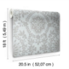 Picture of Boho Baroque Damask Peel & Stick Wallpaper - Blue & Silver