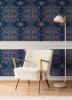 Picture of Medallion Floral Peel & Stick Wallpaper - Blue