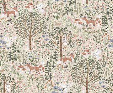 Picture of Clara Jean Folklore Forest Peel and Stick Wallpaper - Almond/Vintage