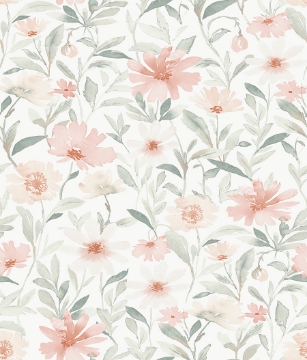 Picture of Clara Jean Flower Market Peel & Stick Wallpaper - Pink/Jade