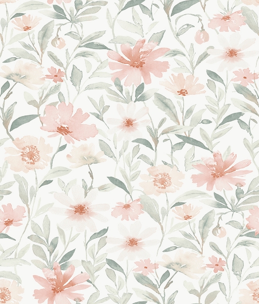 Picture of Clara Jean Flower Market Peel & Stick Wallpaper - Pink/Jade