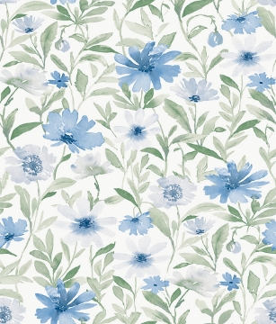 Picture of Clara Jean Flower Market Peel & Stick Wallpaper - Blue/Mint