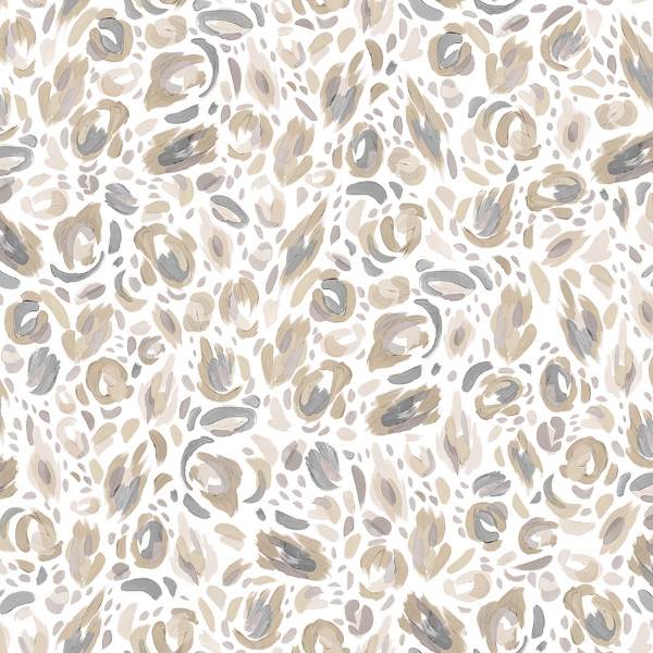 Picture of EttaVee Brushstroke Leopard Peel & Stick Wallpaper - Neutral