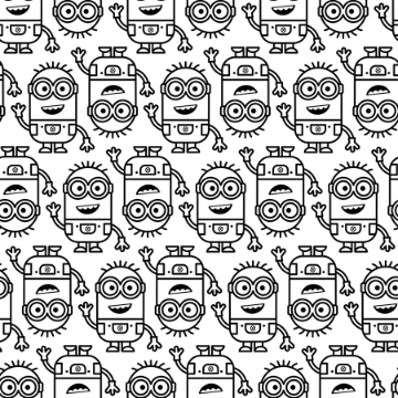 Picture of Minions Line Art Peel and Stick Wallpaper - Black/White