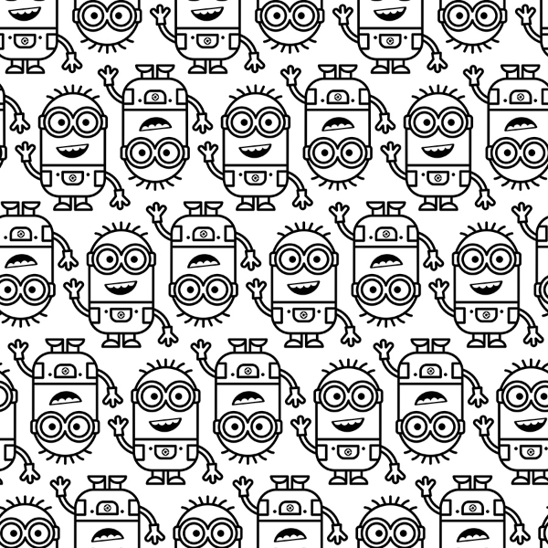 Picture of Minions Line Art Peel and Stick Wallpaper - Black/White