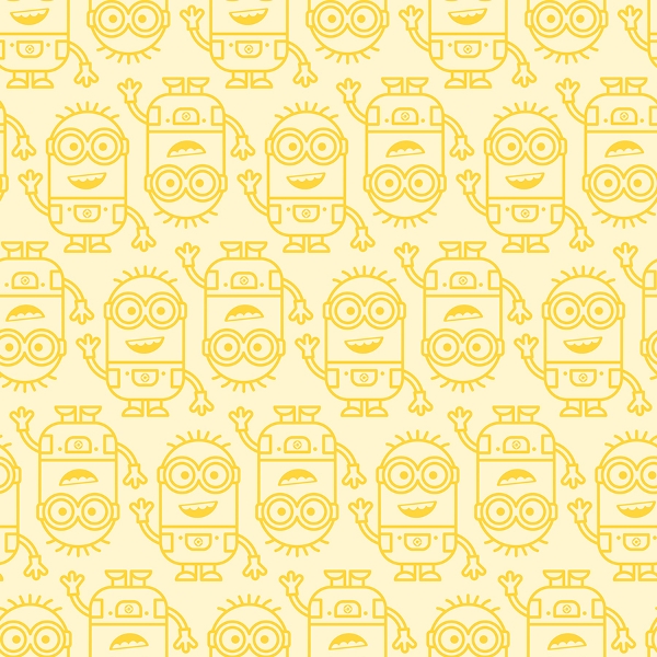 Picture of Minions Line Art Peel and Stick Wallpaper - Yellow