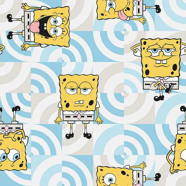 Picture of SpongeBob SquarePants Funny Faces Peel and Stick Wallpaper - Blue