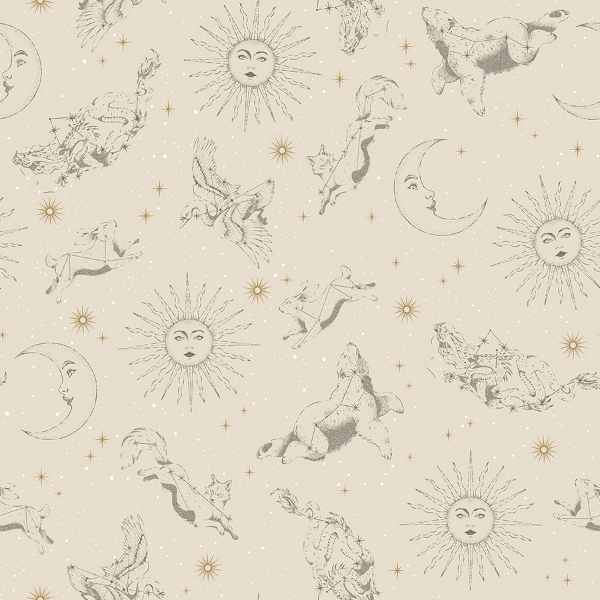 Picture of Zodiac Dreams Peel and Stick Wallpaper - Linen