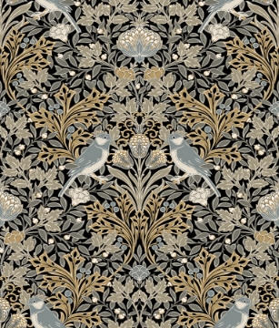 Picture of Garden Aviary Peel and Stick Wallpaper - Black