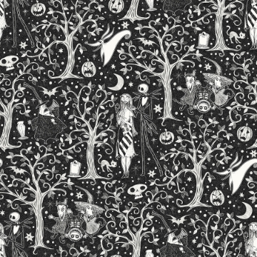 Picture of Disney Tim Burtons The Nightmare Before Christmas Forest Peel & Stick Wallpaper - Black