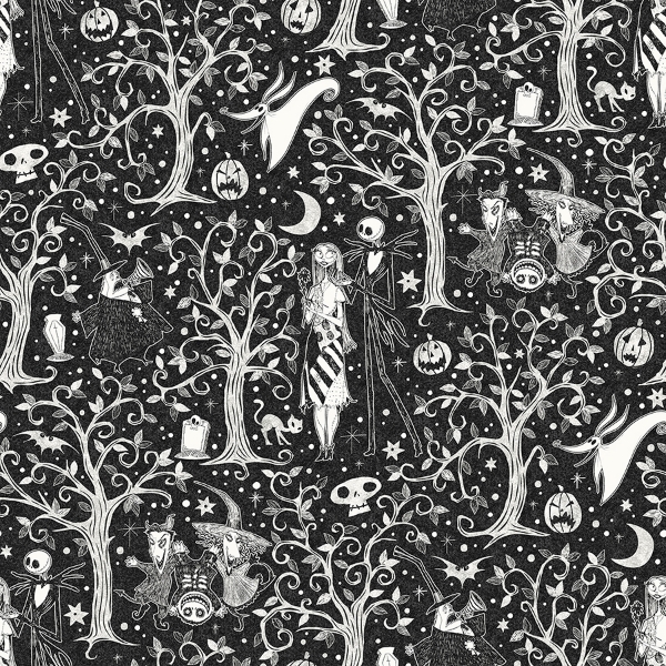 Picture of Disney Tim Burtons The Nightmare Before Christmas Forest Peel & Stick Wallpaper - Black