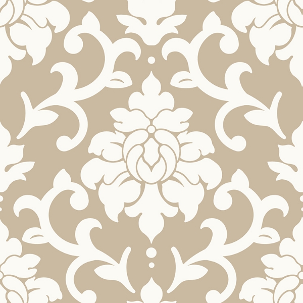 Picture of Damask Peel & Stick Wallpaper - Gold and White