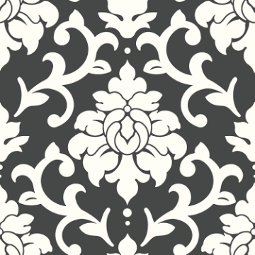 Picture of Damask Peel & Stick Wallpaper - Black and White