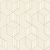 Picture of Striped Hexagon Peel and Stick Wallpaper - White & Gold