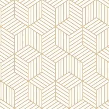 Picture of Striped Hexagon Peel and Stick Wallpaper - White & Gold