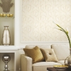 Picture of Striped Hexagon Peel and Stick Wallpaper - White & Gold