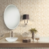 Picture of Striped Hexagon Peel and Stick Wallpaper - White & Gold