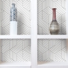 Picture of Striped Hexagon Peel and Stick Wallpaper - Grey