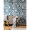 Picture of Mediterranean Tile Peel and Stick Wallpaper - Blue